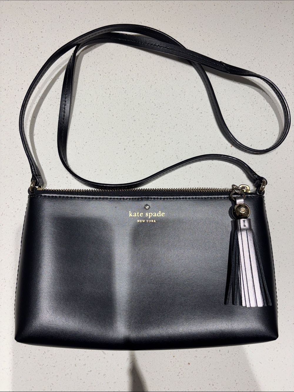 kate spade Black Leather Slim Crossbody with Gold Logo - Picture 2 of 4